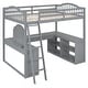 preview thumbnail 5 of 52, Wooden Full Loft Bed with U-shaped Desk,Storage Compartments and Tri-fold Mirror