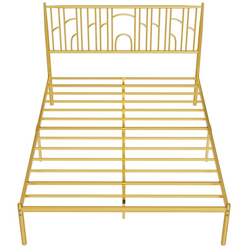 Queen Size Platform Bed Frame with Decorative Finial Posts, Under-Bed Storage, and No Box Spring Needed