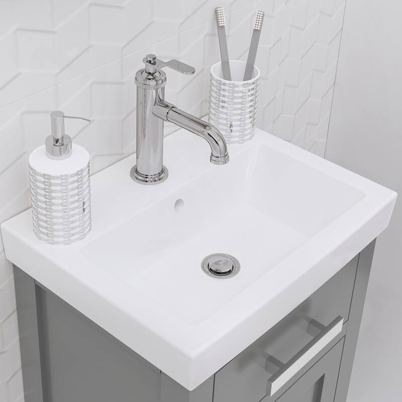 Mia 18 In. Integrated Ceramic Sink Top Vanity in Espresso with Modern Single Faucet