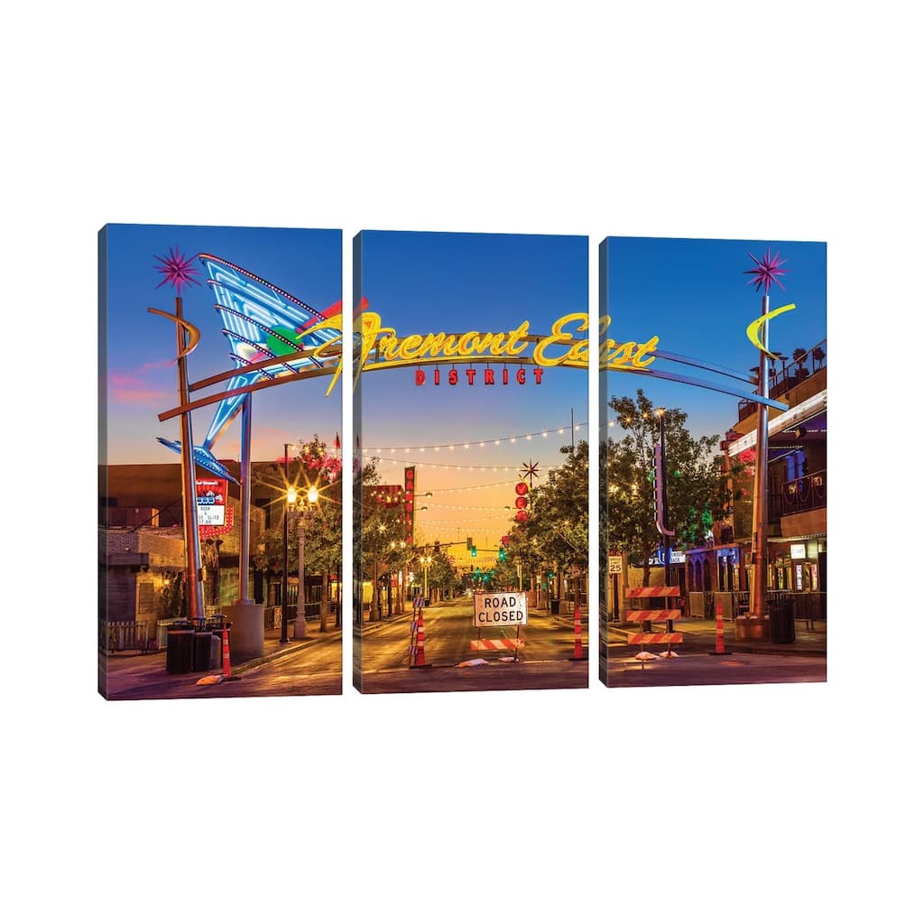 iCanvas "Las Vegas Fremont East Before Sunrise" by Susanne Kremer 3-Piece Canvas Wall Art Set