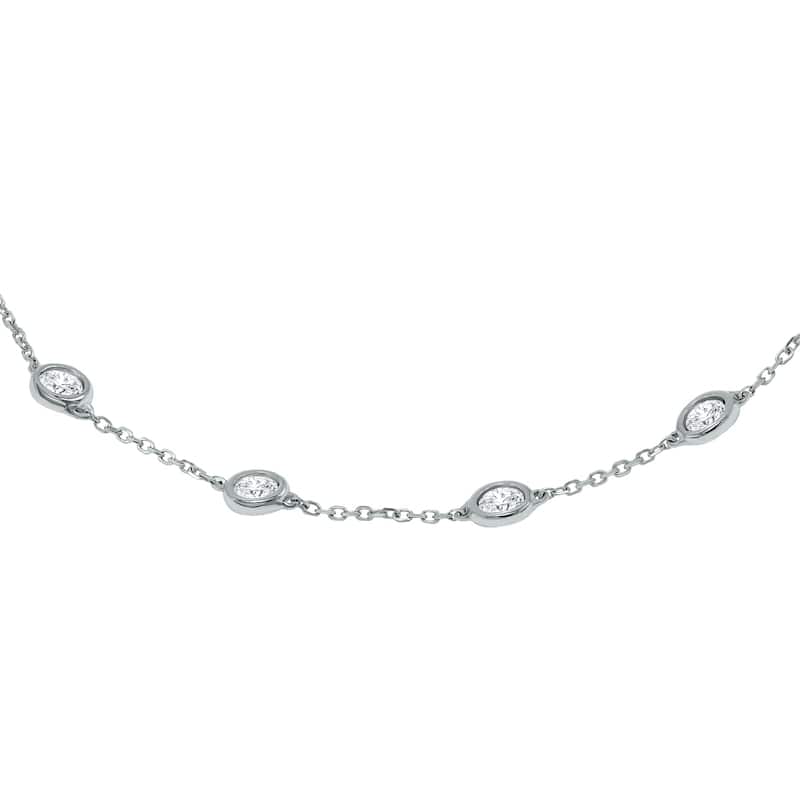 Marquee 3/4 Carat TW Bezel Set Genuine Diamond Station Bracelet in 14K White Gold