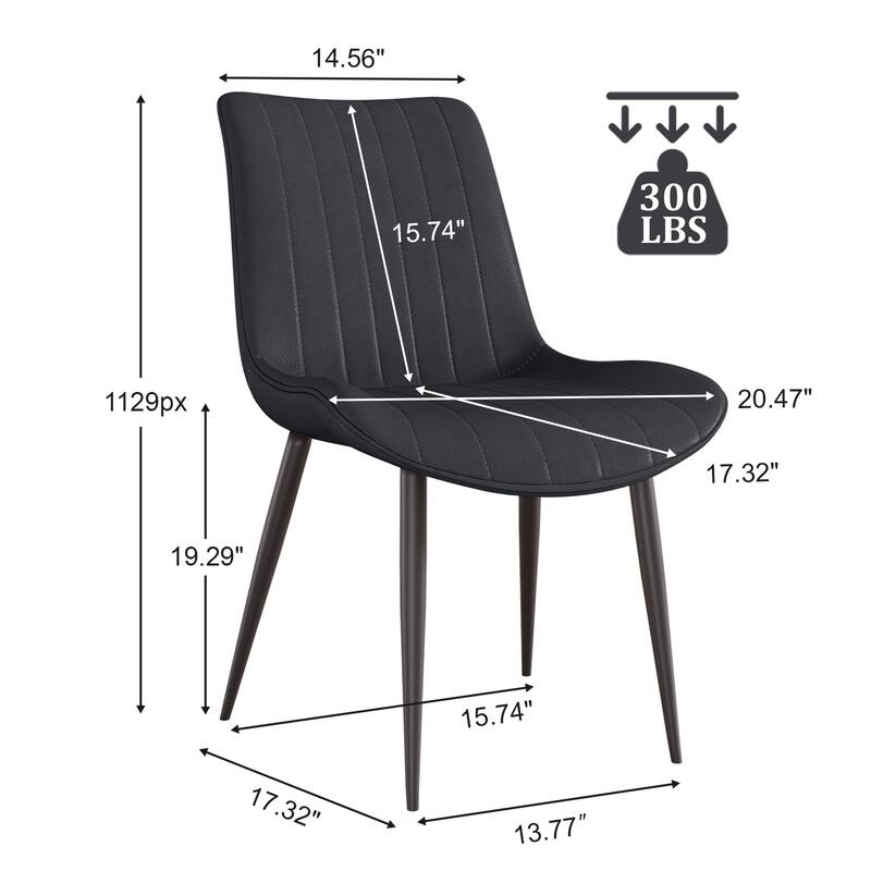 Set of 4 Armless Black PU Leather Dining Chairs