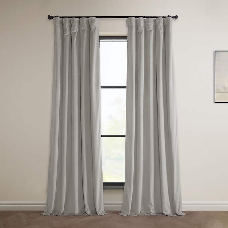 Exclusive Fabrics Heritage Plush Velvet Room Darkening Curtain (1 Panel) - Luxurious Single Drapery for Enhanced Room Darkening - 50 X 84 - City Grey