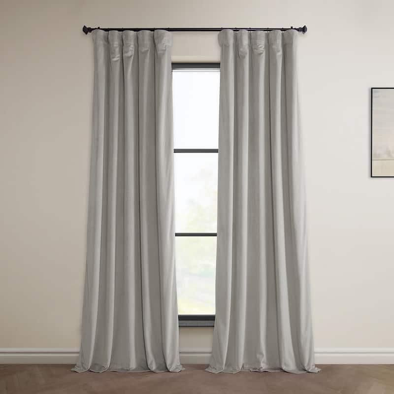 Exclusive Fabrics Heritage Plush Velvet Room Darkening Curtain (1 Panel) - Luxurious Single Drapery for Enhanced Room Darkening - 50 X 108 - City Grey