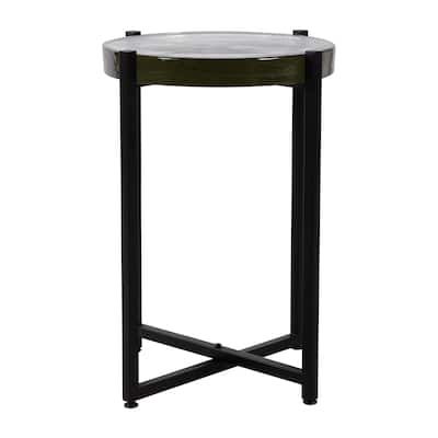 Sagebrook Home Accent Table Glass and Iron Modern Round 16.5"x16.5"x22.25" Black and White - 16.5" x 16.5" x 22.25"
