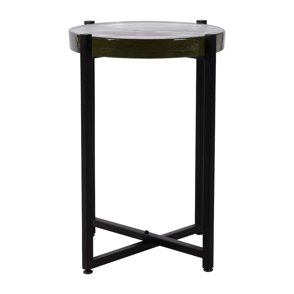 Sagebrook Home Accent Table Glass and Iron Modern Round 16.5"x16.5"x22.25" Black and White - 16.5" x 16.5" x 22.25"