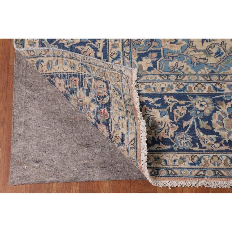 Traditional Orange Kashan Persian Vintage Rug Hand-Knotted Wool Carpet - 8'3"x 13'0"