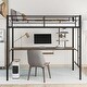 preview thumbnail 3 of 10, Black Twin Size Metal Loft Bed with Desk and Shelf , Space Saving Design for Kids, Bedroom