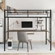 preview thumbnail 3 of 10, Space Saving Design Loft Bed with Desk and Shelf, Metal Structure, Includes Two Bookshelves, Twin, Black