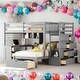 preview thumbnail 19 of 33, Modern Full Over Twin Bunk Bed With Desk,Drawers and Shelves,Storage-Savy Design Grey