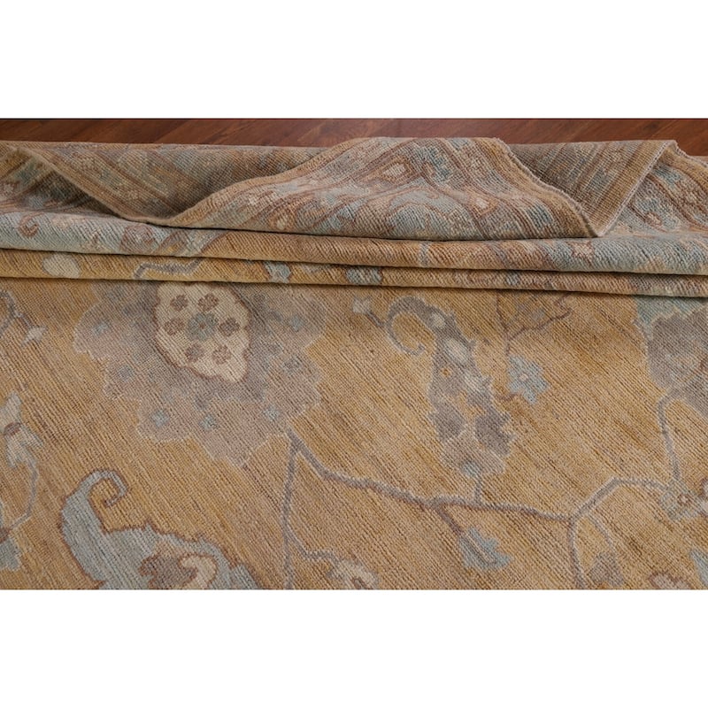 Vegetable Dye Oushak Turkish Area Rug Handmade Floral Wool Carpet - 8'1" x 10'0"