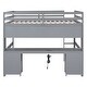 preview thumbnail 12 of 15, Full Size Loft Bed with Desk and 4 Drawers, Wood Guardrail Bed with Bedside Tray Multiple Storage Design, Charging Station
