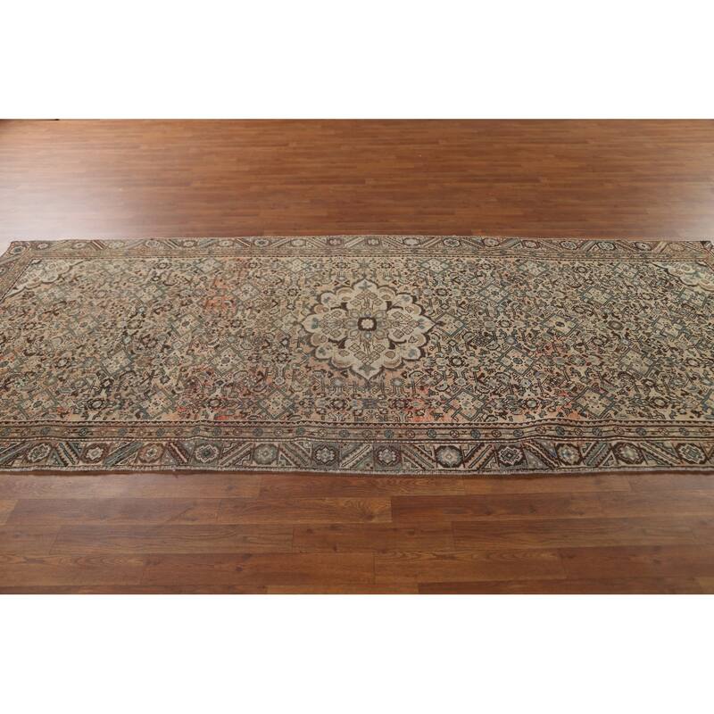 Hamedan Persian Vintage Area Rug Hand-Knotted Wool Carpet - 4'9" x 10'7"