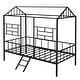preview thumbnail 4 of 12, Black Twin Size Metal House Bed Frame with Slatted Support, No Box Spring Needed