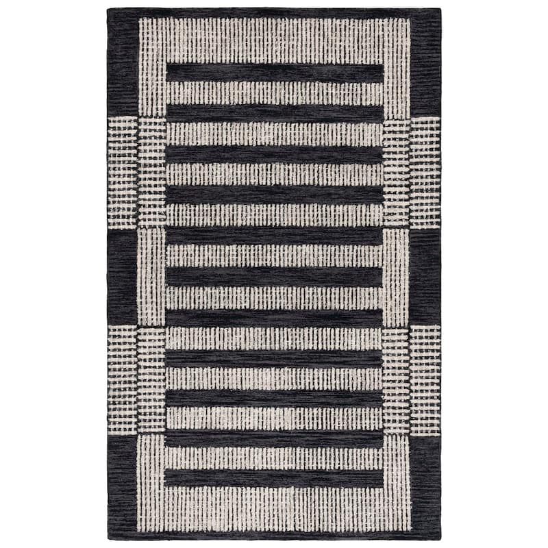 SAFAVIEH Handmade Pine Slaviya Modern Wool Rug - 6' Square - Charcoal/Ivory