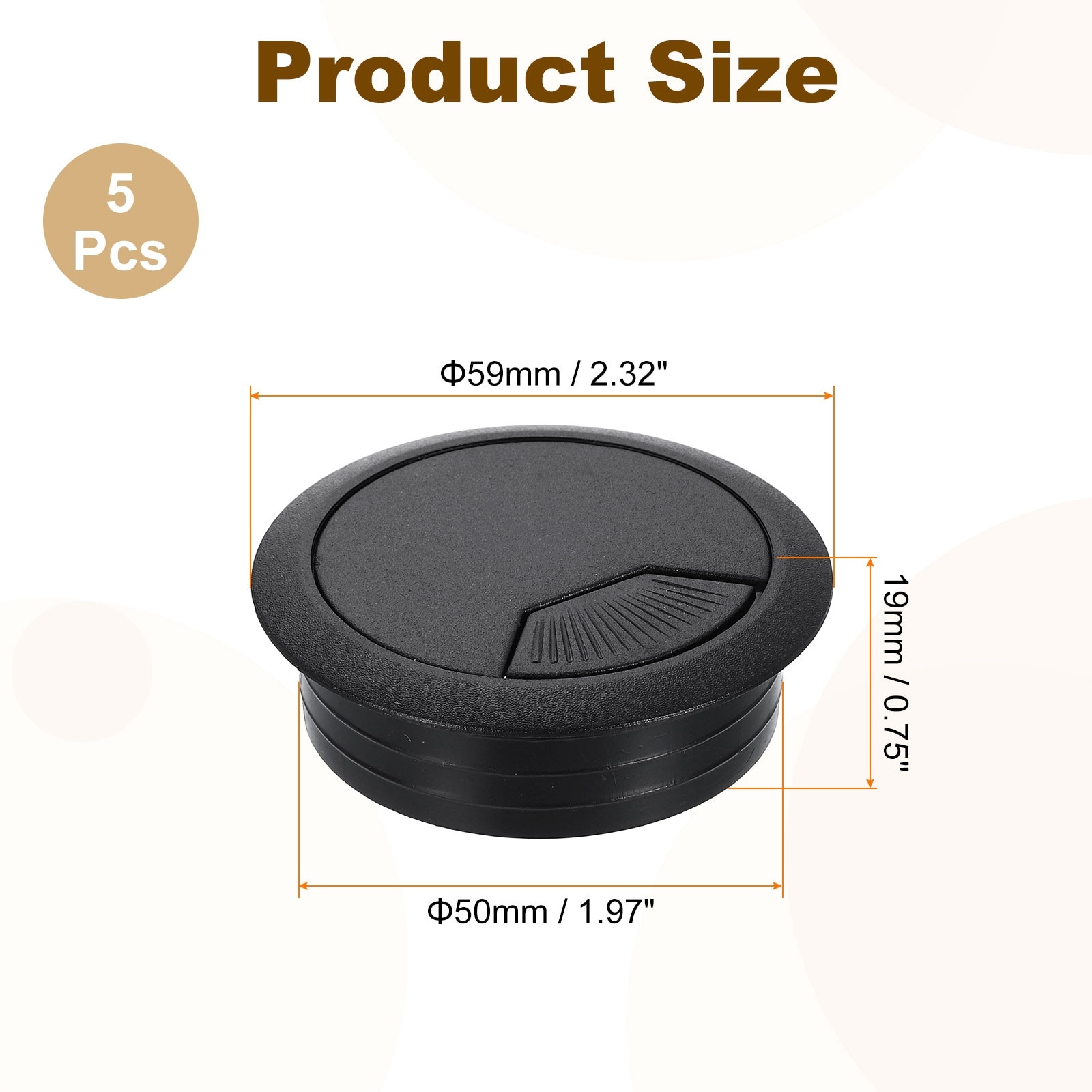 Desk Grommet, Plastic Cable Hole Cover, Wire Cord Cable Organizer for Home Office Computer Desk Cabinet