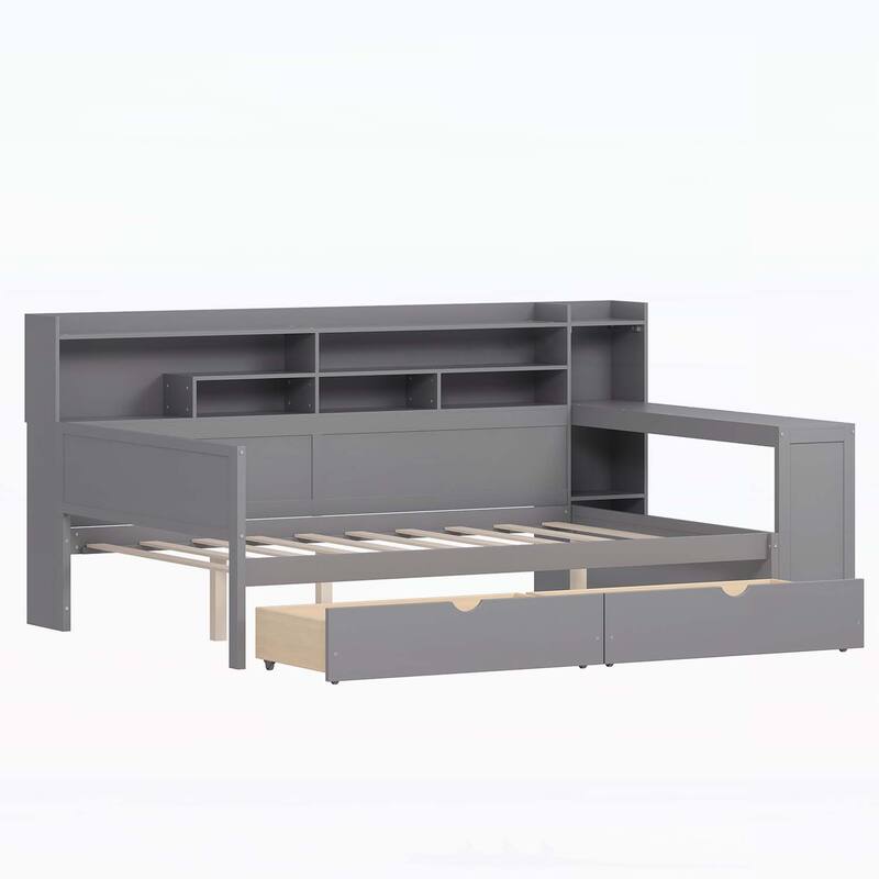 Daybed with Smart Storage and Efficient Study Desk for Space Optimization