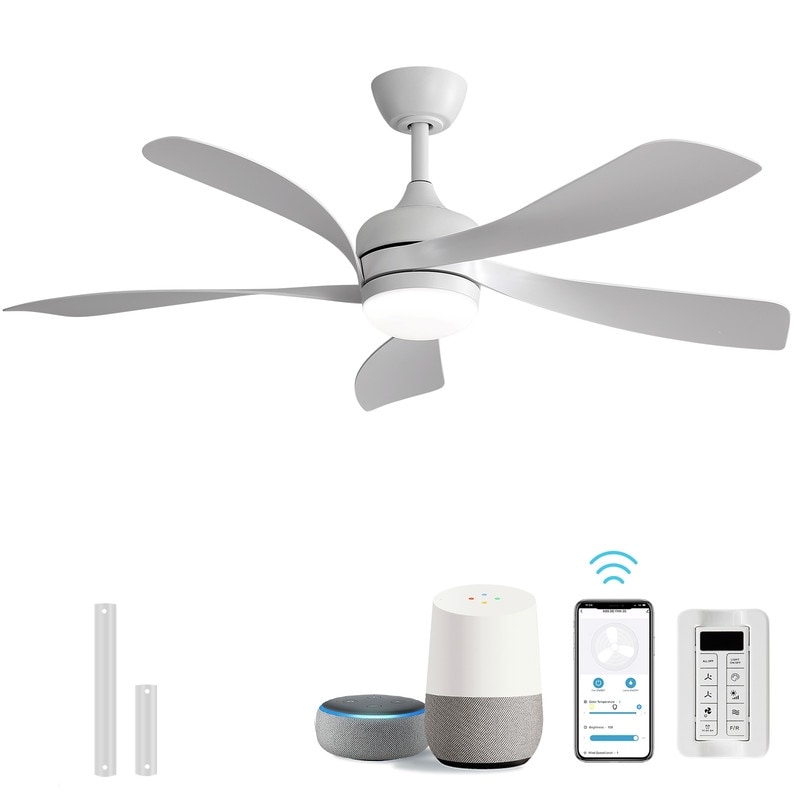 Sofucor 52"Smart Ceiling Fans with Lights and Remote, Compatible with Alexa/Google/App, 3-Color Light 6-Speed Timing