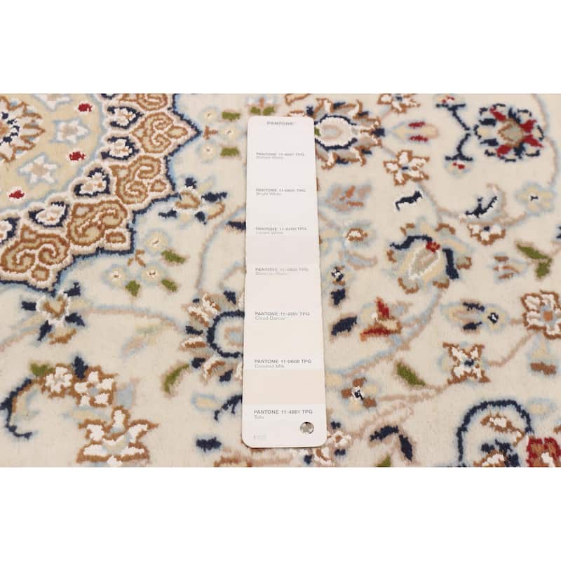 ECARPETGALLERY Hand-knotted Nain Cream Silk, Wool Rug - 2'8 x 12'2