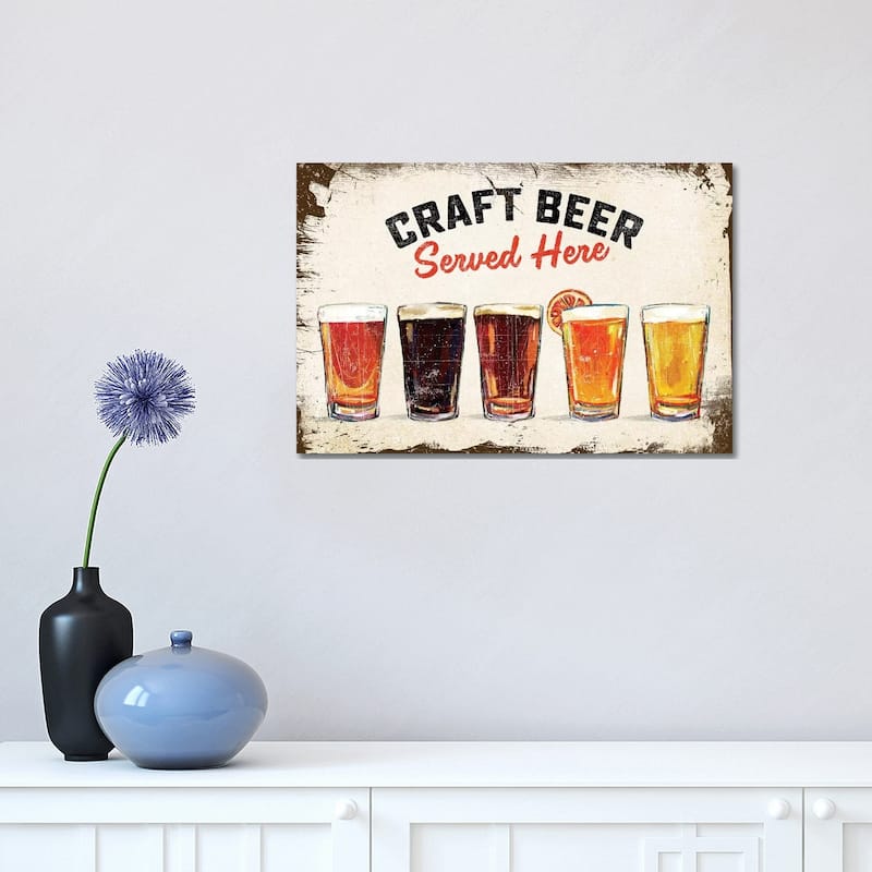 iCanvas "Craft Beer Lineup Vintage Sign" by The Whiskey Ginger Canvas Print - 12x18x1.5