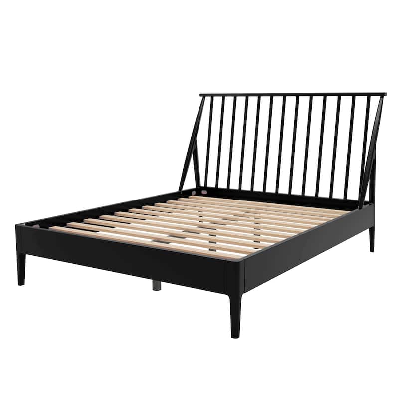 Modern Boho Bamboo Bed Frame with Metal Support by Harper&Bright Designs