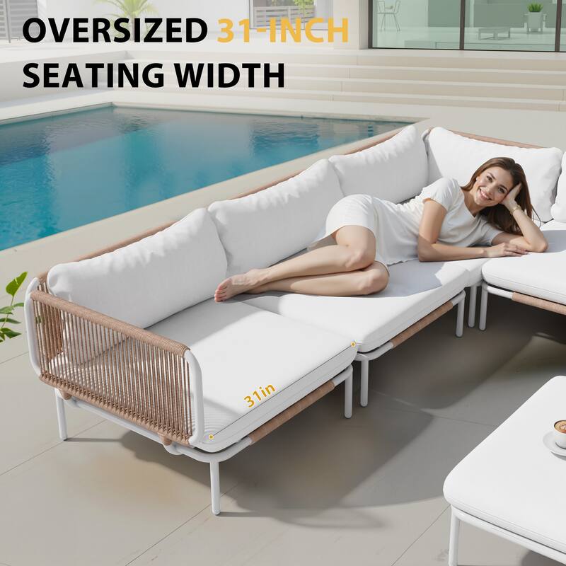 Pellebant Outdoor Sectional Sofa Patio Conversation Seating Set