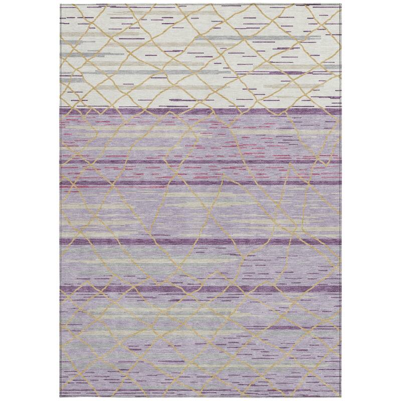 HomeRoots Striped Modern Rectangle Outdoor Rug
