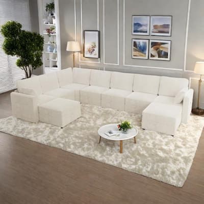 Modular 7-Seater Sectional Sofa with Storage and 2 Ottomans