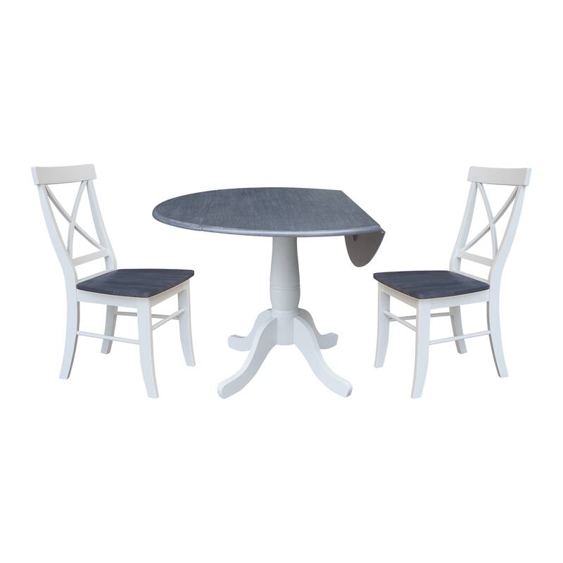 42" Round Top Dual Drop Leaf Pedestal Table with Dining Chairs
