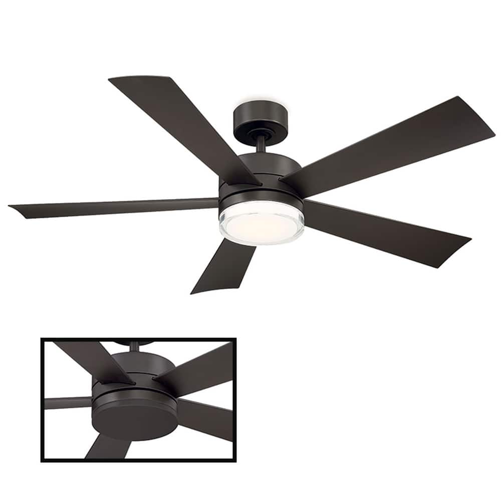 Wynd 52 Inch Five Blade Indoor / Outdoor Smart Ceiling Fan with Six Speed DC Motor and LED Light.