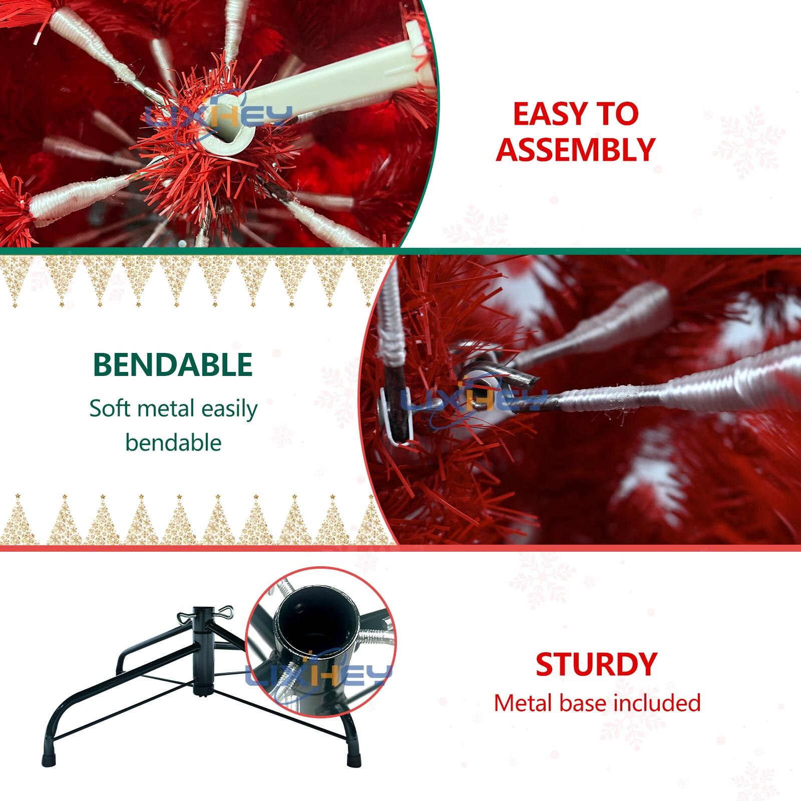 Red PVC Christmas Tree with Environmental Fireproof Features and