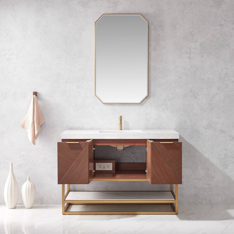 Mahon Single Bath Vanity with Composite Stone Top without Mirror