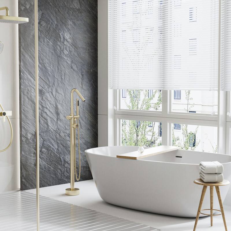 Modland 46''H Outdoor Shower System 316 Stainless Steel Thermostatic Freestanding Poolside Faucet with Swivel Spout - 46'' H