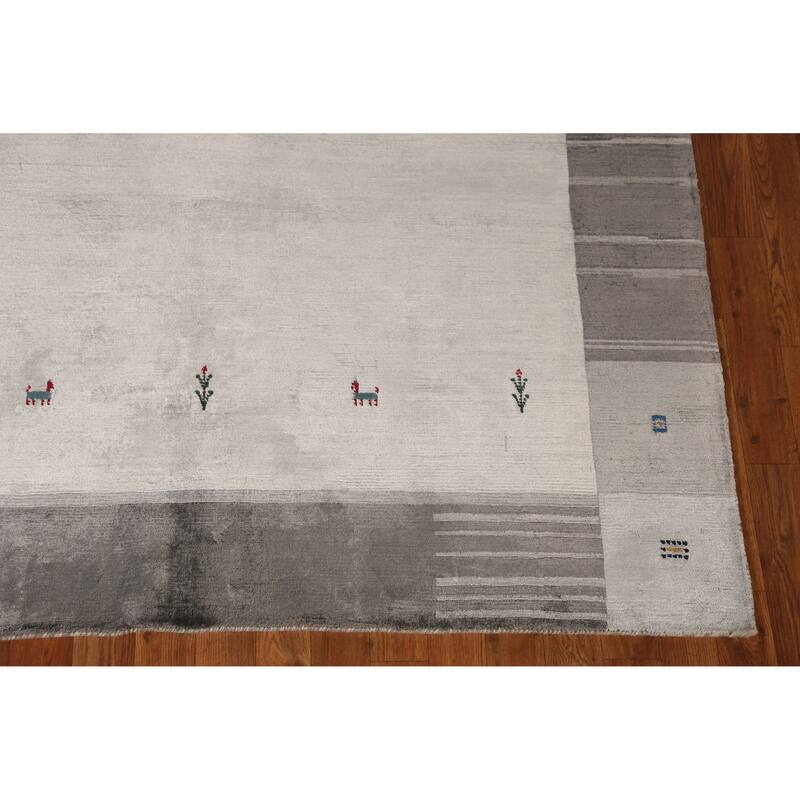 Little Animals Gabbeh Indian Area Rug Hand-Knotted Wool Carpet - 5'3" x 7'7"