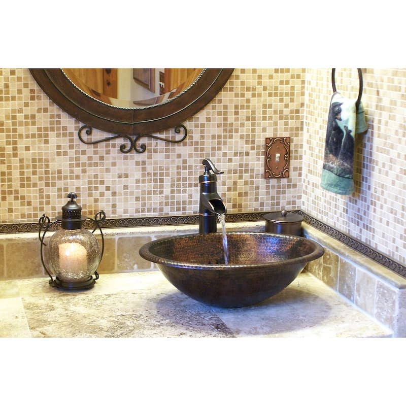 19-in Oval Self Rimming Hammered Copper Sink (LO19RDB)