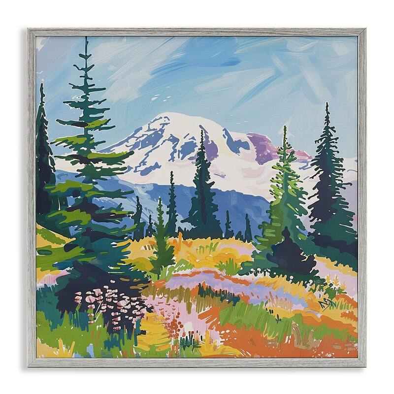 Stupell Peaceful Mountain Valley Scenery Framed Giclee Art Design By Walker Noble - 24 x 24 - Grey