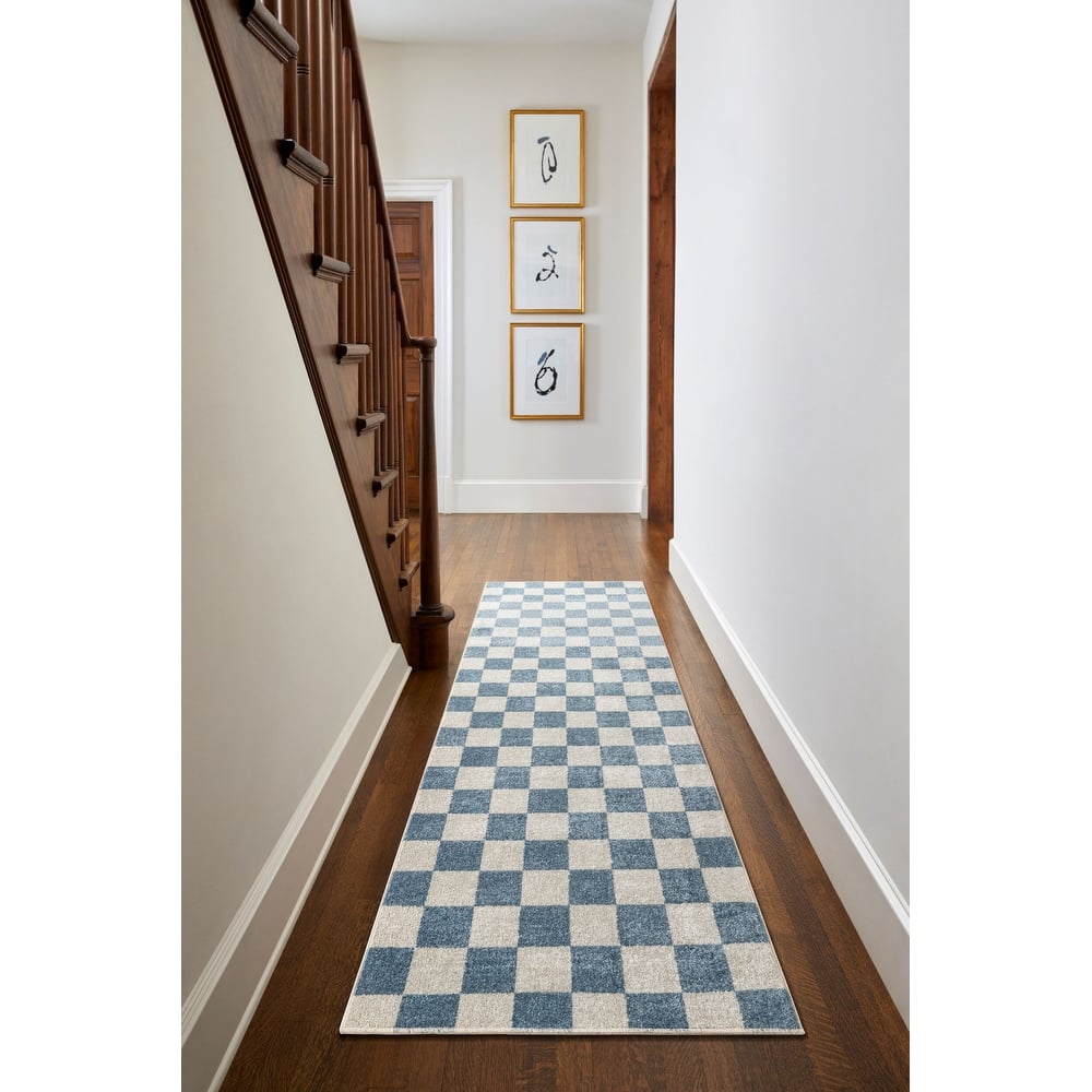 Livabliss Lillian Machine Washable Checkered Area Rug