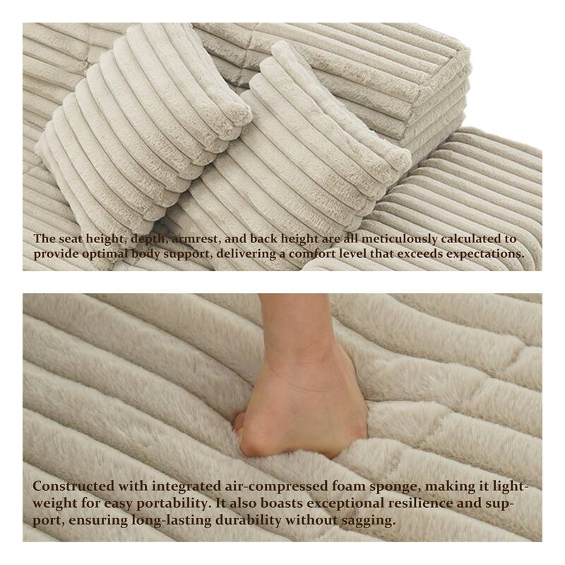 122" W No Assembly Sofa L-Shaded Sectional Modular with Chaise