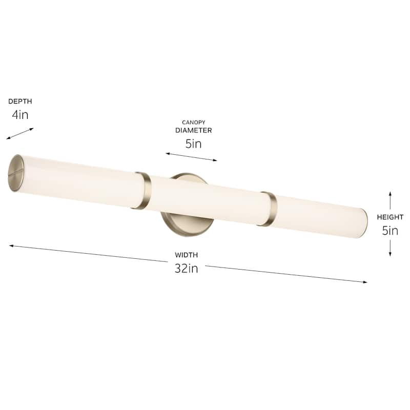 Kichler Lighting Rosh 32" Bath Bar Large LED with White Glass in Champagne Bronze