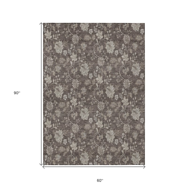 HomeRoots Floral Transitional Rectangle Outdoor Rug