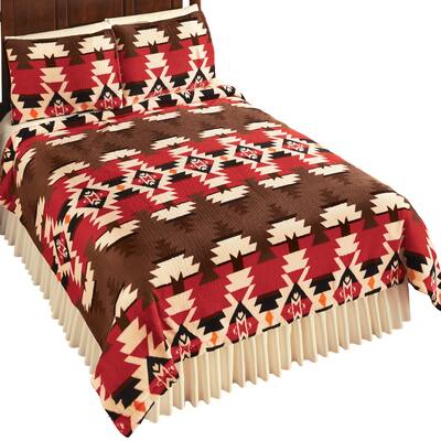 Southwest Aztec Sherpa Polyester Fleece Fabric Coverlet