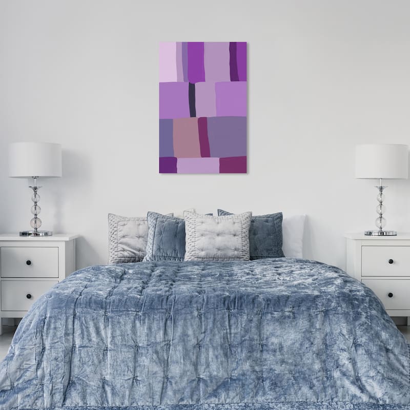 Wynwood Studio Canvas Abstract My Version of Plaid Fabric Purple and Modern & Contemporary Wall Art Canvas Print - 36 x 24