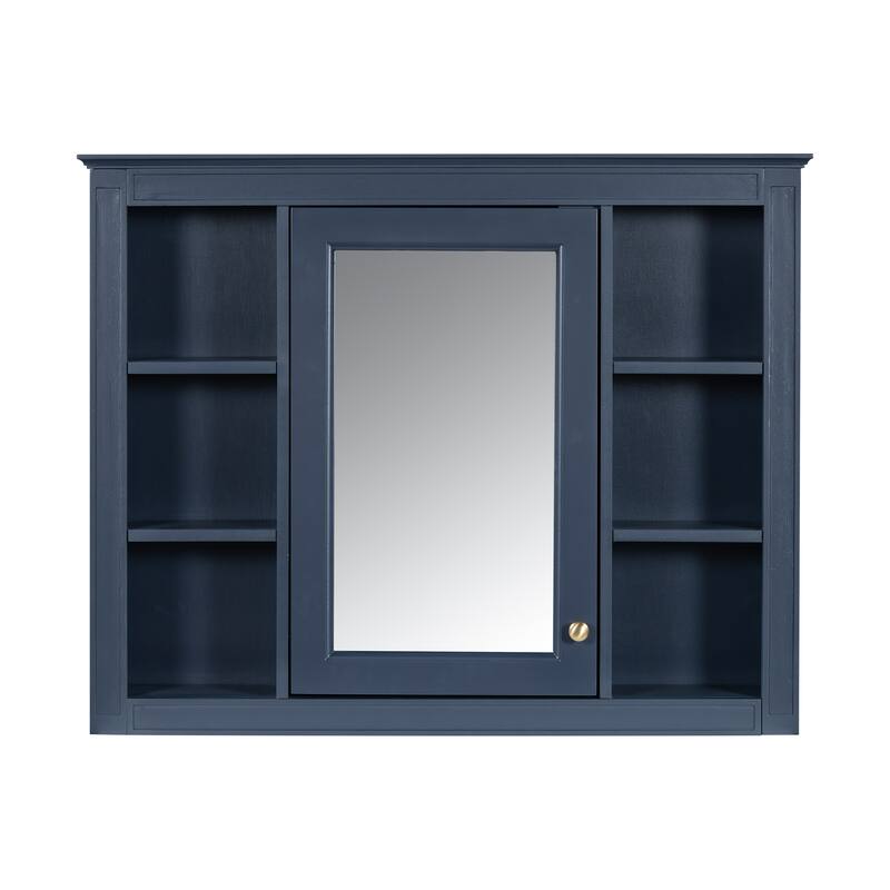GDFStudio - Riggs Modern Wall-Mounted Bathroom Storage Cabinet with Mirror and Open Shelves (Not Include Bathroom Vanity)
