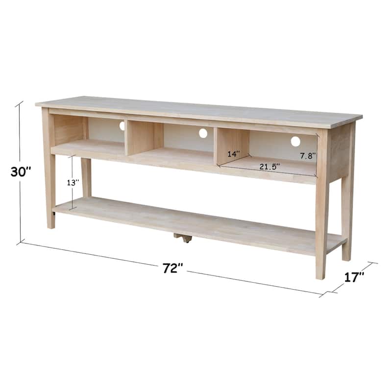Solid Parawood Entertainment Stand - 72"W x 17"D x 30"W