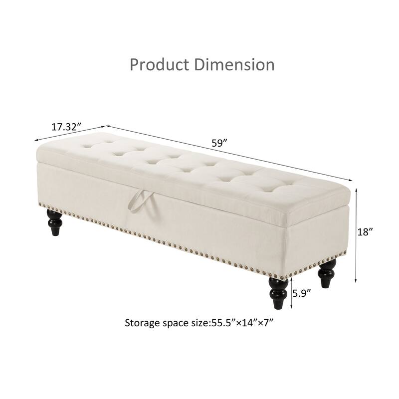 59" Bed Bench Ottoman with Storage