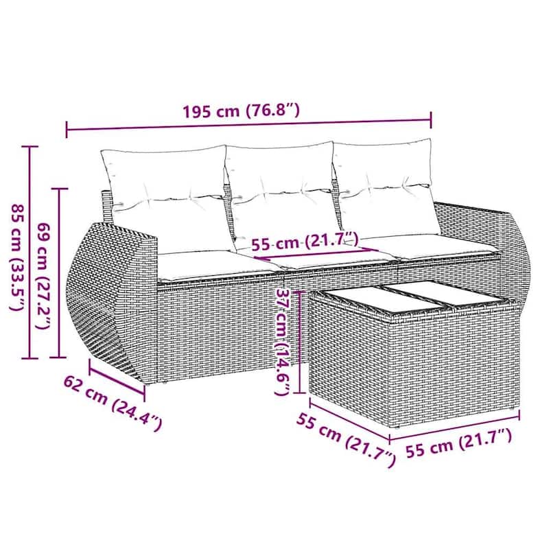 vidaXL Garden Sofa Set Black