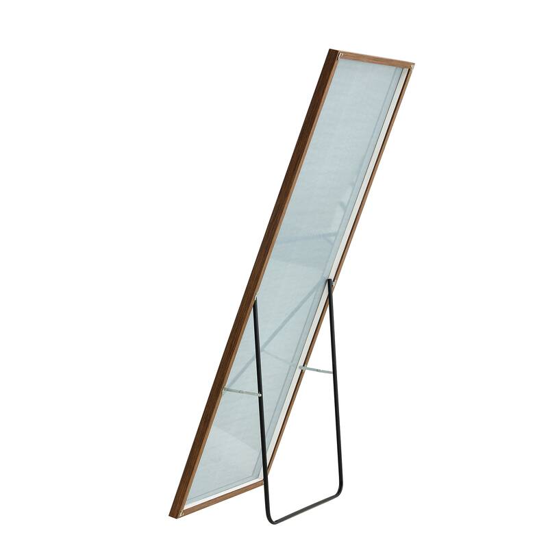 Roomfitters Full Body Mirror with Brown Solid Wood Frame, Floor Standing Decorative Mirror for Dressing Room