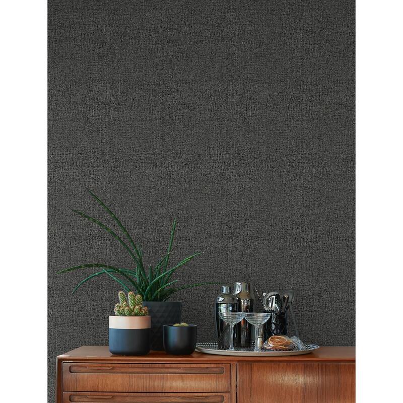 Advantage Hatton Black Faux Tweed Wallpaper