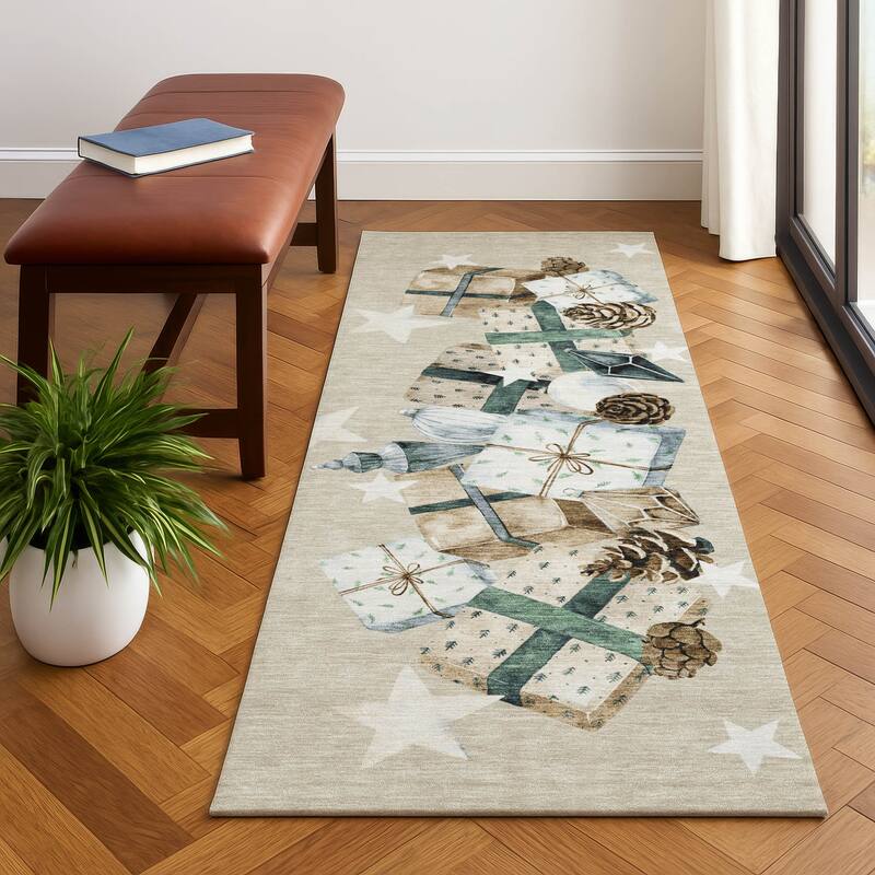 Premium Washable Super Soft Christmas Presents Mayfield Rug - Beige - 2'3" x 7'6"