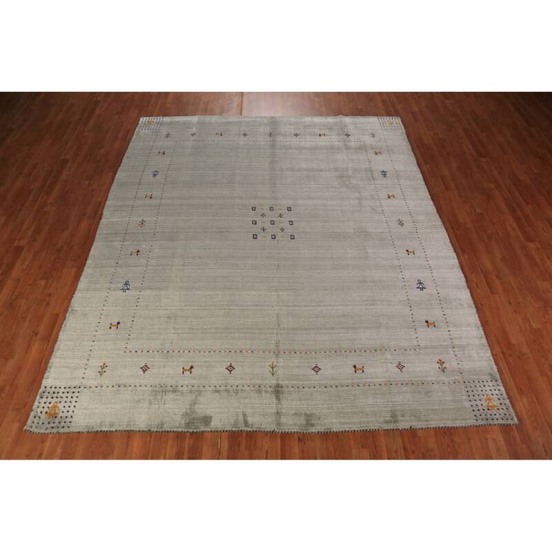 Gabbeh Oriental Area Rug Hand-Knotted Living Room Wool Carpet - 8'0" x 9'5"